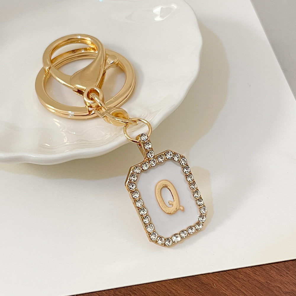 Wholesale 26 Letters Diamond-drip Oil Key Chain